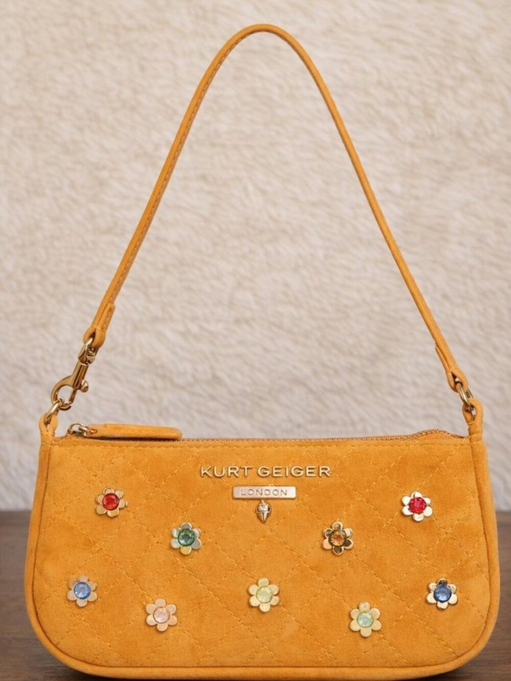 Kurt Geiger London Highgate Small Leather Wristlet Shoulder Bag - Orange